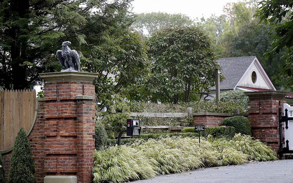 The entrance to a house owned by philanthropist George Soros is seen in Katonah, New York, a suburb of New York City, on October 23, 2018. (AP/Seth Wenig)