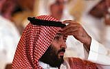 Saudi Crown Prince Mohammed bin Salman attends the Future Investment Initiative conference, in Riyadh, Saudi Arabia, on October 23, 2018. (AP/Amr Nabil)