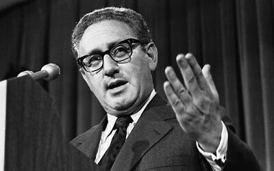 File - Then-US Secretary of State Henry Kissinger, a German-born Jewish refugee, briefs the press on an upcoming state visit of Moscow's Soviet Communist Party chief Leonid Brezhnev in Washington, June 14, 1973. (AP Photo/Bob Daugherty) File - Then-US Secretary of State Henry Kissinger, a German-born Jewish refugee, briefs the press on an upcoming state visit of Moscow's Soviet Communist Party chief Leonid Brezhnev in Washington, June 14, 1973. (AP Photo/Bob Daugherty)
