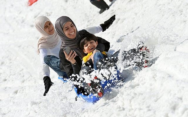 Tourists from Saudi Arabia enjoy a ride on a bob sled on the glacier of the Kitzsteinhorn mountain in Kaprun, in the Austrian province of Salzburg, Wednesday, June 10, 2015. (AP Photo/ Kerstin Joensson) Tourists from Saudi Arabia enjoy a ride on a bob sled on the glacier of the Kitzsteinhorn mountain in Kaprun, in the Austrian province of Salzburg, Wednesday, June 10, 2015. (AP Photo/ Kerstin Joensson)