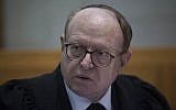 Prime Minister Binyamin Netanyahu's lawyer Yaakov Weinroth seen in the Supreme Court in Jerusalem on February 24, 2014. (Yonatan Sindel/Flash90)