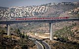 A view of the Jerusalem to Ben Gurion Airport electric train seen near Jerusalem, September 25, 2018. (Yossi Zamir/Flash90)