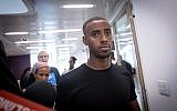 Israeli Premier League soccer player Itzhak Asefa, seen during a hearing at the Tel Aviv District Court, October 24, 2018. (Miriam Alster/Flash90)