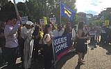 Melanie Nezer speaking at a rally in Washington, DC in June 2017.  (Courtesy)
