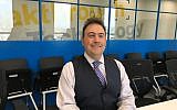Mark Riccobono, president of the US National Federation of the Blind (NFB) in OrCam's offices in Jerusalem on Oct. 3, 2018 (Shoshanna Solomon/Times of Israel)