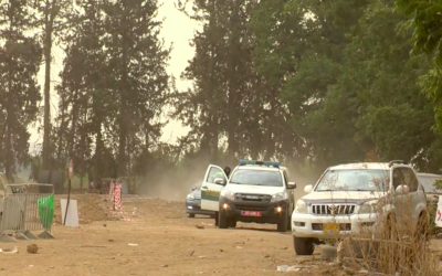 Police at the Neverland Music Festival near Kibbutz Lehavot Habashan in northern Israel on October 1, 2018. (screen capture: Hadashot news)