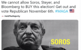 A recently deleted Tweet by Republican House Majority Leader Kevin McCarthy accusing George Soros, Michael Bloomberg, and Tom Steyer of seeking to 'buy' the mideterm elections. (Screenshot)
