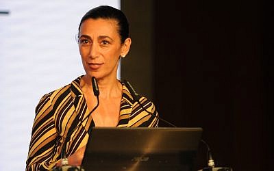 Dr. Sharon Nazarian, the Anti-Defamation League's Senior Vice President for International Affairs, at the Israel Social Cohesion Summit, October 16, 2018. (Sharon Amit)