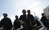 Illustrative: Hamas security forces in Gaza City, April 4, 2013. (Wissam Nassar/Flash90/File)