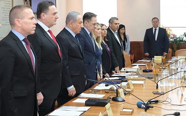 The Israeli cabinet holds a minute of silence to honor the victims of the deadly October 27, 2018, shooting at the Tree of Life synagogue in Pittsburgh, Pennsylvania, on October 28, 2018. (Amos Ben Gershom/GPO) The Israeli cabinet holds a minute of silence to honor the victims of the deadly October 27, 2018, shooting at the Tree of Life synagogue in Pittsburgh, Pennsylvania, on October 28, 2018. (Amos Ben Gershom/GPO)
