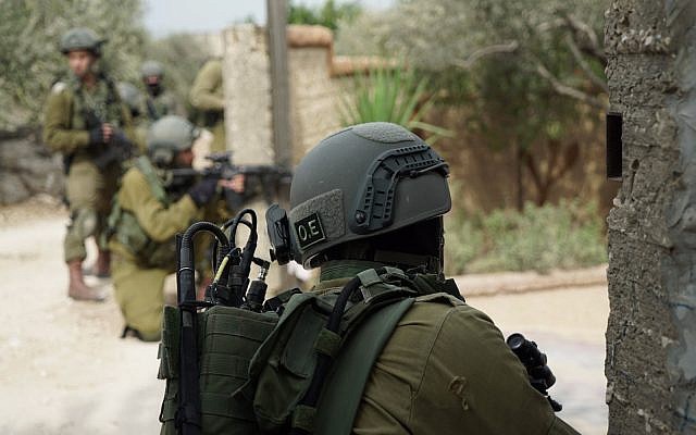 Israeli troops take part in operations in the northern West Bank village of Shuweika on October 7, 2018. (Israel Defense Forces) Israeli troops take part in operations in the northern West Bank village of Shuweika on October 7, 2018. (Israel Defense Forces)