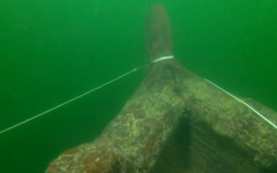 The wreckage of Ottoma boat Sharia in the Sea of Galilee (Channel 10 screenshot)