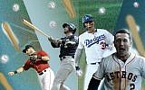 Illustrative collage of American Jewish baseball players, from left, Ian Kinsler, Ryan Braun, Joc Pederson and Alex Bregman. (Lior Zaltzman/Getty Images/via JTA)