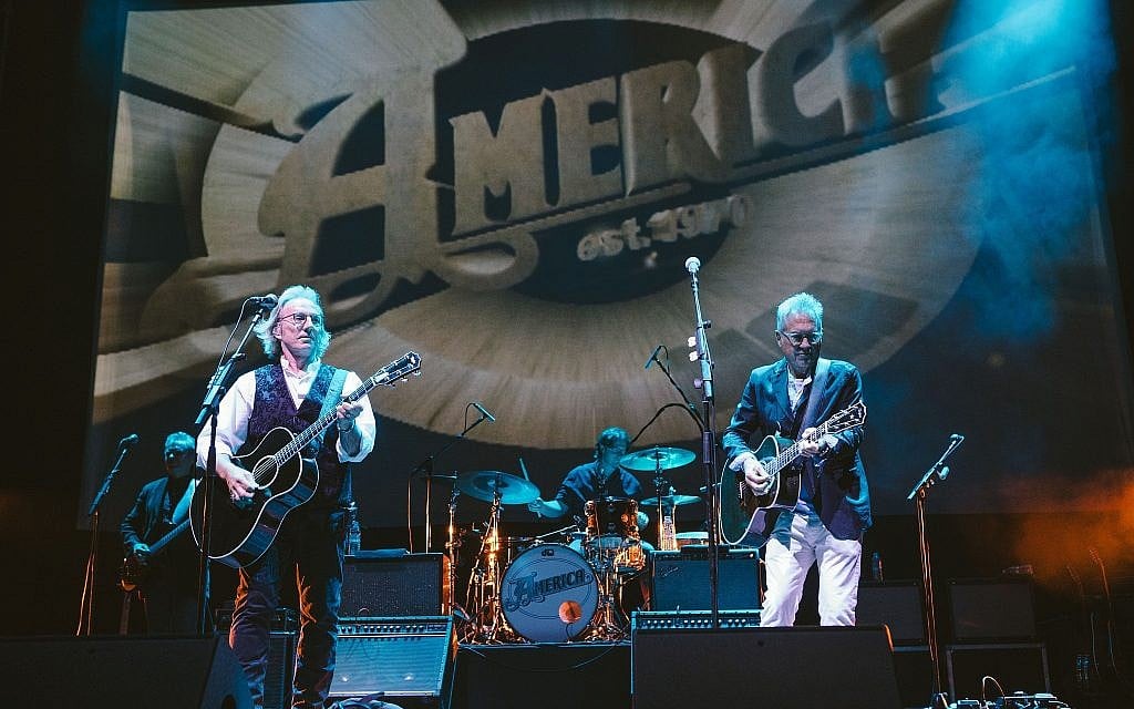 Dewey Bunnell and Gerry Beckley of America the band, playing Caesarea on October 9, 2018 (Courtesy Orit Pnini) Dewey Bunnell and Gerry Beckley of America the band, playing Caesarea on October 9, 2018 (Courtesy Orit Pnini)