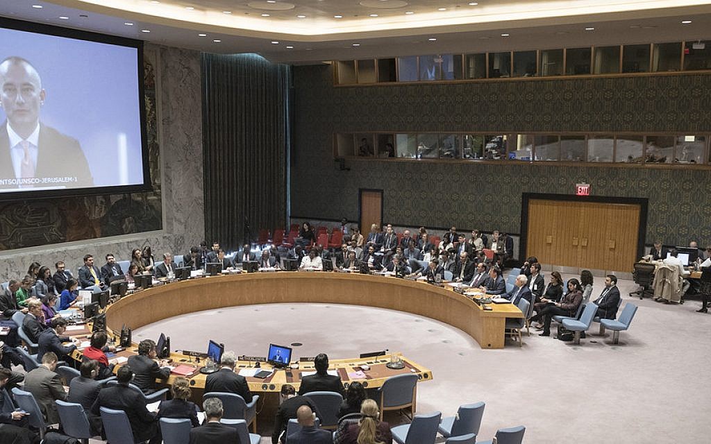 Illustrative: The United Nations Security Council meeting on the situation in the Middle East, October 18, 2018. (Rick Bajornas/UN Photo)