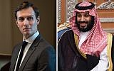 White House Senior Adviser Jared Kushner during a meeting in the Cabinet Room at the White House in Washington, DC on October 23, 2017. Right: Saudi Crown Prince Mohammed bin Salman attends a meeting with Lebanon's Christian Maronite patriarch on November 14, 2017, in Riyadh, Saudi Arabia. (Jabin Botsford/The Washington Post via Getty Images; Fayez Nureldine/AFP/Getty Images)