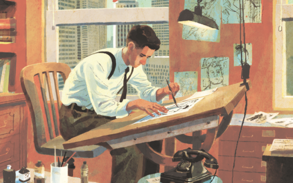 An image from the cover of 'The Joe Shuster Story: The Artist Behind Superman,' by Julian Voloj and illustrated by Thomas Campi. (Super Genius/via JTA) An image from the cover of 'The Joe Shuster Story: The Artist Behind Superman,' by Julian Voloj and illustrated by Thomas Campi. (Super Genius/via JTA)