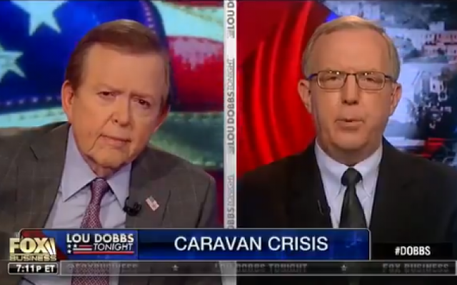 Fox News' Lou Dobbs (L) and Chris Farrell, a director of the conservative group Judicial Watch, on a recently-pulled episode of 'Lous Dobbs Tonight, October 25, 2018. (Screen capture: Twitter) Fox News' Lou Dobbs (L) and Chris Farrell, a director of the conservative group Judicial Watch, on a recently-pulled episode of 'Lous Dobbs Tonight, October 25, 2018. (Screen capture: Twitter)