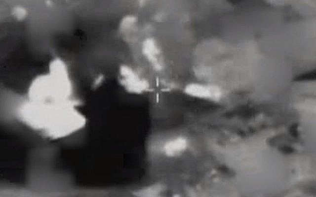 An image released by the Israeli military on October 27, 2018, shows the aftermath of an airstrike on a Hamas facility in the Gaza Strip. (Israel Defense Forces)