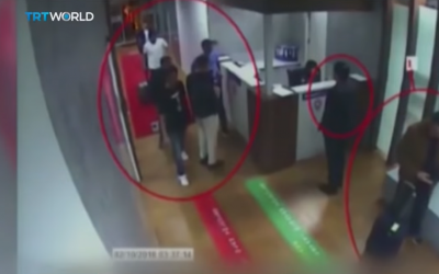 CCTV footage of said to show members of an elite Saudi 'assassination squad,' sent to kill critic Jamal Khashoggi (TRT Screenshot)