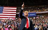 US President Donald Trump arrives for a "Make America Great Again" campaign rally at McKenzie Arena, in Chattanooga, Tennessee, on November 4, 2018. (Nicholas Kamm/AFP)