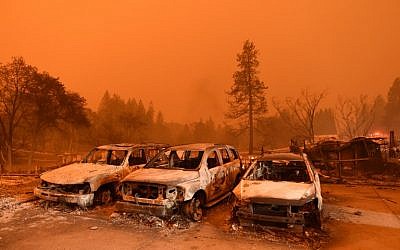 Illustrative: Abandoned vehicles sit at a car lot in Paradise, north of Sacramento, California on November 09, 2018 (Josh Edelson / AFP)