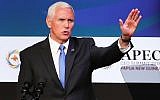 US Vice President Mike Pence gestures at the APEC CEO Summit 2018 in Port Moresby on November 17, 2018 (Fazry ISMAIL / POOL / AFP)