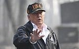 US President Donald Trump speaks to the media as he views damage from wildfires in Paradise, California on November 17, 2018.(SAUL LOEB / AFP)