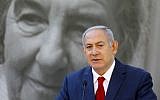 Israeli Prime Minister Benjamin Netanyahu speaks during a state memorial ceremony for his late predecessor Golda Meir at Mount Herzl in Jerusalem on November 18, 2018. (Photo by Menahem KAHANA / AFP)