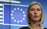 Federica Mogherini, High Representative of the Union for Foreign Affairs and Security Policy and Vice-President of the Commission, speaks during a EU Foreign Affairs Council (FAC) at the European Council in Brussels on November 20, 2018. (John Thys/AFP)