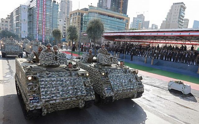 Lebanese armed forces take part in a military parade for Independence Day celebrations marking 75 years since the end of France's mandate in Lebanon, on November 22, 2018. (ANWAR AMRO / AA / AFP) Lebanese armed forces take part in a military parade for Independence Day celebrations marking 75 years since the end of France's mandate in Lebanon, on November 22, 2018. (ANWAR AMRO / AA / AFP)