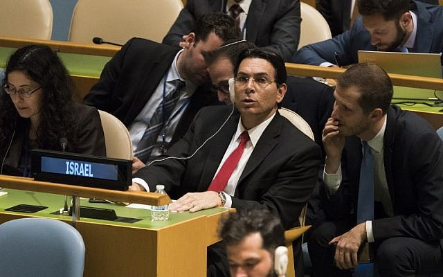 In this file photo taken on June 13, 2018 Israel's Ambassador to the United Nations Danny Danon listens to speakers before a vote to condemn Israeli actions in Gaza, in the General Assembly in New York. (Don Emmert/AFP) In this file photo taken on June 13, 2018 Israel's Ambassador to the United Nations Danny Danon listens to speakers before a vote to condemn Israeli actions in Gaza, in the General Assembly in New York. (Don Emmert/AFP)