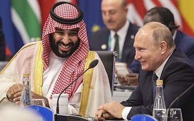 Russia's President Vladimir Putin (R) and Saudi Arabia's Crown Prince Mohammed bin Salman attend the G20 Leaders' Summit in Buenos Aires, on November 30, 2018. (ludovic Marin/AFP)