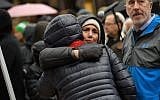 Worshipers listen to Rabbi Chuck Diamond, former Rabbi of the Tree of Life Congregation, as he conducts a Shabbat prayer vigil Saturday morning in the in front of the Tree of Life Synagogue on November 3, 2018 in Pittsburgh, Pennsylvania. ( Jeff Swensen/Getty Images/AFP)