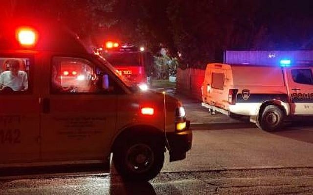 The scene of an apartment fire in Moshav Batzra in central Israel, November 18, 2018. (Magen David Adom) The scene of an apartment fire in Moshav Batzra in central Israel, November 18, 2018. (Magen David Adom)