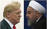 US President Donald Trump, left, on July 22, 2018, and Iranian President Hassan Rouhani on February 6, 2018. (AP Photo)