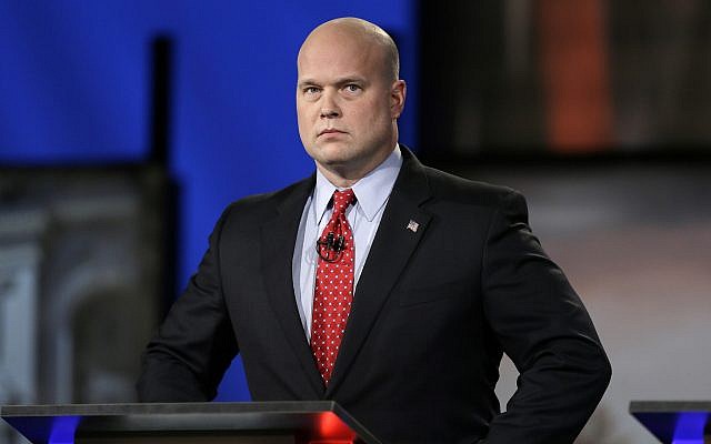 In this April 24, 2014, file photo, then-Iowa Republican senatorial candidate and former US attorney Matt Whitaker watches before a live televised debate in Johnston, Iowa. (AP Photo/Charlie Neibergall, File) In this April 24, 2014, file photo, then-Iowa Republican senatorial candidate and former US attorney Matt Whitaker watches before a live televised debate in Johnston, Iowa. (AP Photo/Charlie Neibergall, File)