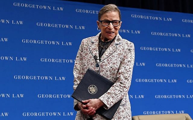In this photo from September 26, 2018, US Supreme Court Justice Ruth Bader Ginsburg leaves the stage after speaking to first-year students at Georgetown Law in Washington. (AP Photo/Jacquelyn Martin, File) In this photo from September 26, 2018, US Supreme Court Justice Ruth Bader Ginsburg leaves the stage after speaking to first-year students at Georgetown Law in Washington. (AP Photo/Jacquelyn Martin, File)