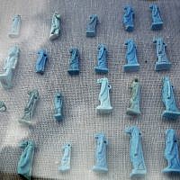 Artifacts on display in a glass case, at an ancient necropolis near Egypt's famed pyramids in Saqqara, Giza, Egypt, November 10, 2018. (Nariman El-Mofty/AP)
