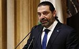Lebanese Prime Minister Saad Hariri, speaks during a press conference, in Beirut, Lebanon, November 13, 2018. (AP Photo/Hussein Malla)