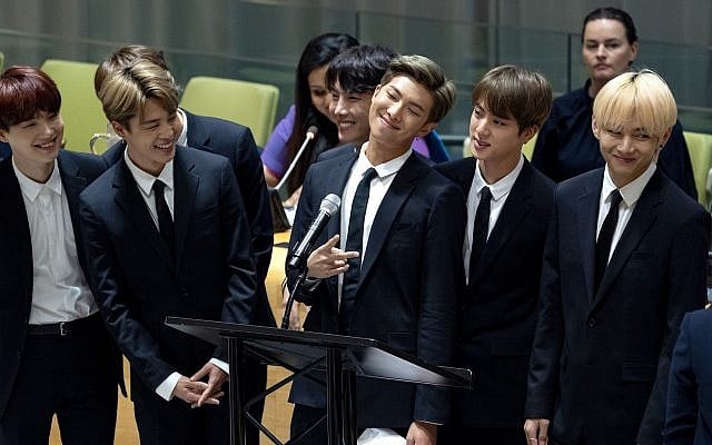 In this September 24, 2018, file photo, members of the Korean K-Pop group BTS attend a meeting at the United Nations high-level event on youth during the 73rd session of the United Nations General Assembly at UN headquarters. (AP Photo/Craig Ruttle, File) In this September 24, 2018, file photo, members of the Korean K-Pop group BTS attend a meeting at the United Nations high-level event on youth during the 73rd session of the United Nations General Assembly at UN headquarters. (AP Photo/Craig Ruttle, File)