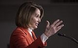 US House Minority Leader Nancy Pelosi, D-California, talks to reporters during a news conference at the Capitol, in Washington, DC, November 15, 2018. (AP Photo/J. Scott Applewhite)