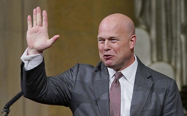 Acting Attorney General Matthew Whitaker gestures, after speaking at the Department of Justice's Annual Veterans Appreciation Day Ceremony, November 15, 2018, at the Justice Department in Washington, DC. (AP Photo/ Pablo Martinez Monsivais) Acting Attorney General Matthew Whitaker gestures, after speaking at the Department of Justice's Annual Veterans Appreciation Day Ceremony, November 15, 2018, at the Justice Department in Washington, DC. (AP Photo/ Pablo Martinez Monsivais)