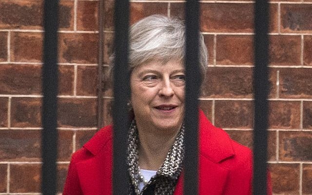 Britain's Prime Minister Theresa May leaves Downing Street in London, Friday, November 16, 2018. (Dominic Lipinski/PA via AP) Britain's Prime Minister Theresa May leaves Downing Street in London, Friday, November 16, 2018. (Dominic Lipinski/PA via AP)