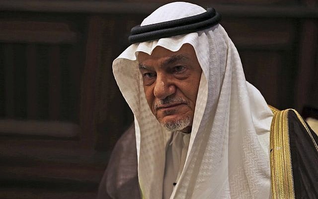 Saudi Prince Turki al-Faisal talks to the Associated Press in Abu Dhabi, United Arab Emirates, Saturday Nov. 24, 2018 (AP/Kamran Jebreili) Saudi Prince Turki al-Faisal talks to the Associated Press in Abu Dhabi, United Arab Emirates, Saturday Nov. 24, 2018 (AP/Kamran Jebreili)
