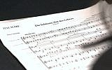 This Nov. 7, 2018, photo provided by the University of Michigan shows the full score for "The Most Beautiful Time of Life (Die Schönste Zeit des Lebens)" at the Duderstadt Center recording studio on campus in Ann Arbor, Michigan (Christopher Boyes/University of Michigan via AP)