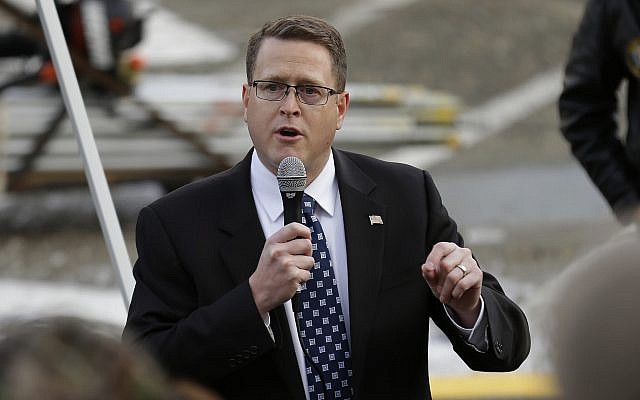 Washington State representative Matt Shea speaks at a gun-rights rally, January 13, 2017. (AP Photo/Ted S. Warren) Washington State representative Matt Shea speaks at a gun-rights rally, January 13, 2017. (AP Photo/Ted S. Warren)