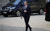 Facebook's CEO Mark Zuckerberg, arrives to meet France's President Emmanuel Macron after the "Tech for Good" Summit at the Elysee Palace in Paris, Wednesday, May 23, 2018. (AP/Francois Mori)