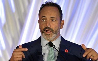 Kentucky Governor Matt Bevin speaks to the audience during the Republican Party's Lincoln Dinner on August 25, 2018, in Lexington, Kentucky. (AP Photo/Timothy D. Easley)