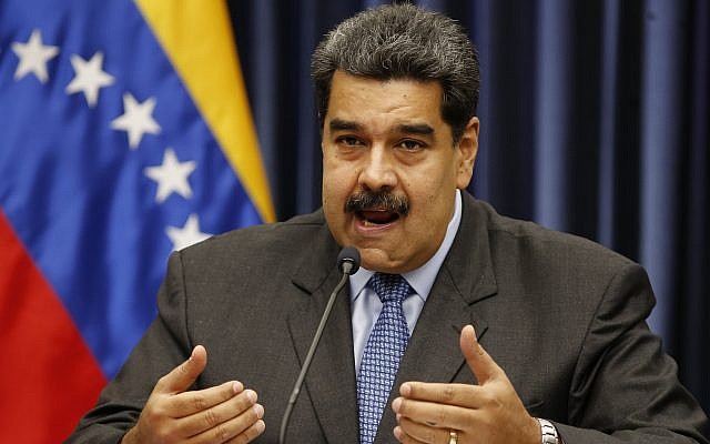 President Nicolas Maduro of Venezuela speaks during a press conference at the Miraflores Presidential Palace, in Caracas, Venezuela, September 18, 2018. (AP/Ariana Cubillos) President Nicolas Maduro of Venezuela speaks during a press conference at the Miraflores Presidential Palace, in Caracas, Venezuela, September 18, 2018. (AP/Ariana Cubillos)